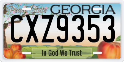 GA license plate CXZ9353