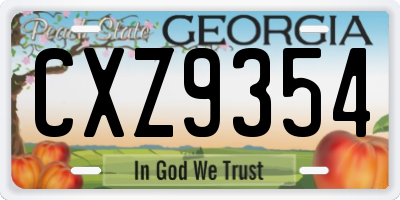 GA license plate CXZ9354