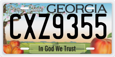 GA license plate CXZ9355