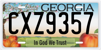 GA license plate CXZ9357
