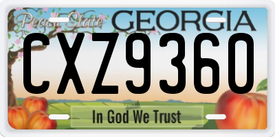 GA license plate CXZ9360