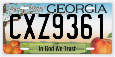 GA license plate CXZ9361