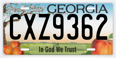 GA license plate CXZ9362