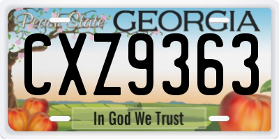 GA license plate CXZ9363