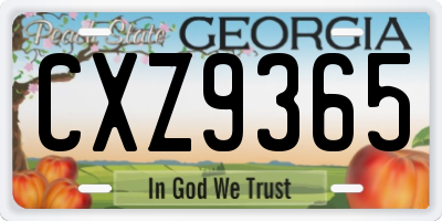 GA license plate CXZ9365