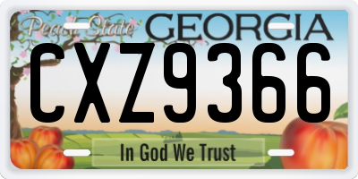GA license plate CXZ9366