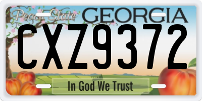 GA license plate CXZ9372