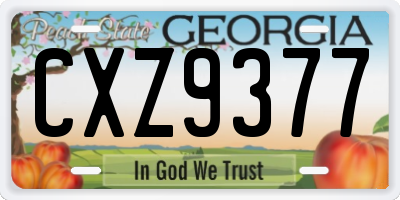 GA license plate CXZ9377