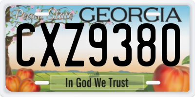 GA license plate CXZ9380