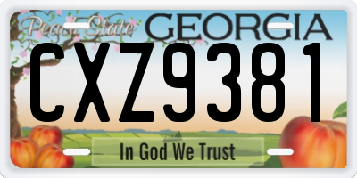 GA license plate CXZ9381