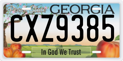 GA license plate CXZ9385