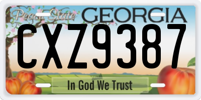 GA license plate CXZ9387