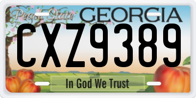 GA license plate CXZ9389