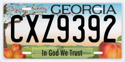 GA license plate CXZ9392