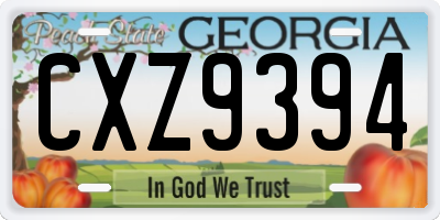 GA license plate CXZ9394