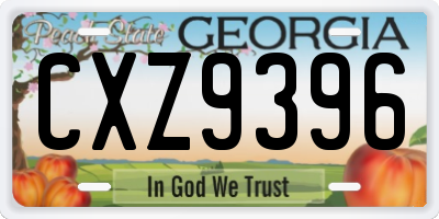GA license plate CXZ9396