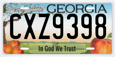 GA license plate CXZ9398