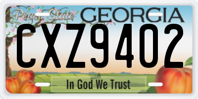 GA license plate CXZ9402
