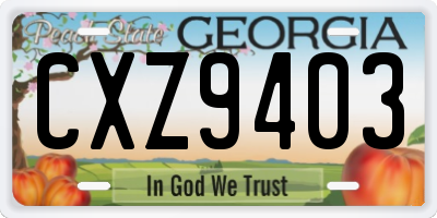 GA license plate CXZ9403