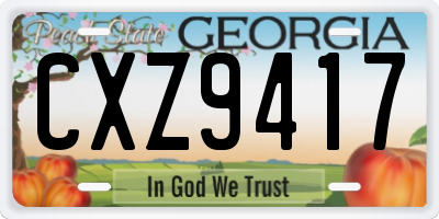 GA license plate CXZ9417