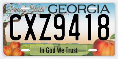 GA license plate CXZ9418