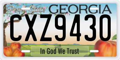 GA license plate CXZ9430