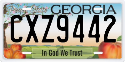 GA license plate CXZ9442