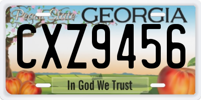 GA license plate CXZ9456