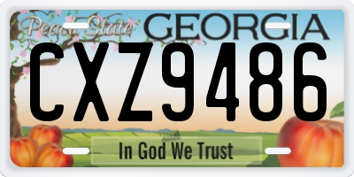 GA license plate CXZ9486