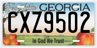 GA license plate CXZ9502