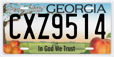 GA license plate CXZ9514