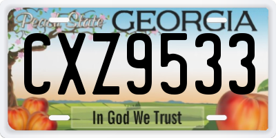 GA license plate CXZ9533