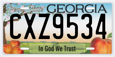 GA license plate CXZ9534