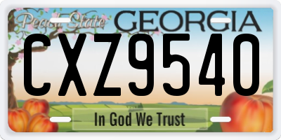 GA license plate CXZ9540