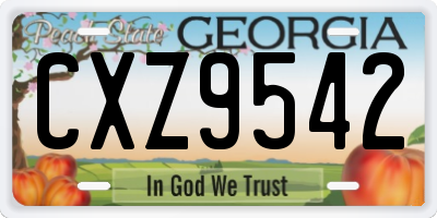 GA license plate CXZ9542