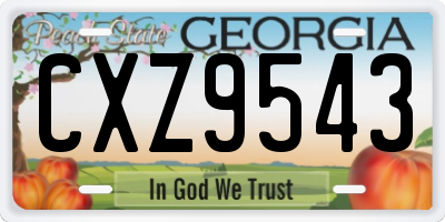 GA license plate CXZ9543