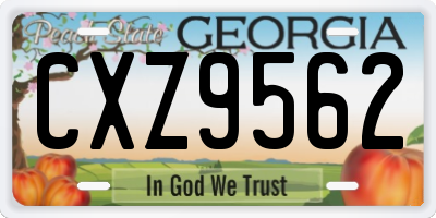 GA license plate CXZ9562
