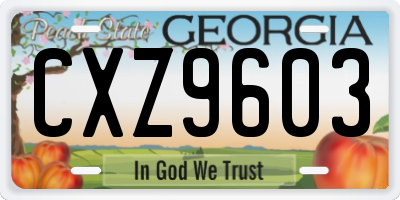 GA license plate CXZ9603
