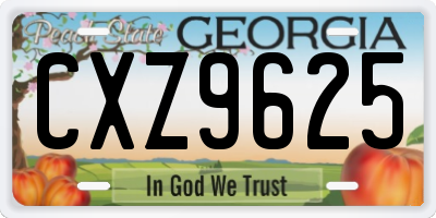 GA license plate CXZ9625