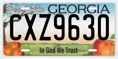 GA license plate CXZ9630