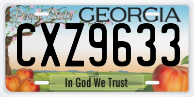GA license plate CXZ9633