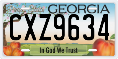 GA license plate CXZ9634
