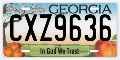 GA license plate CXZ9636