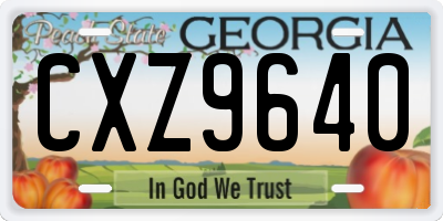 GA license plate CXZ9640