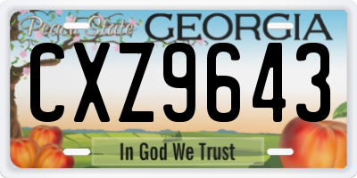 GA license plate CXZ9643