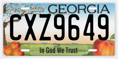 GA license plate CXZ9649