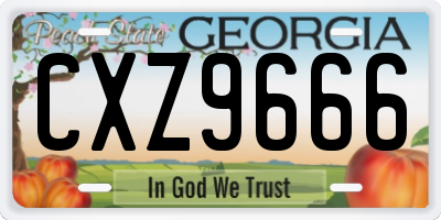 GA license plate CXZ9666