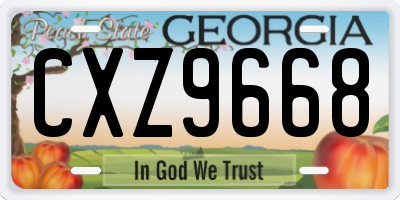 GA license plate CXZ9668