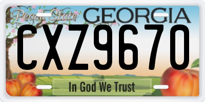 GA license plate CXZ9670