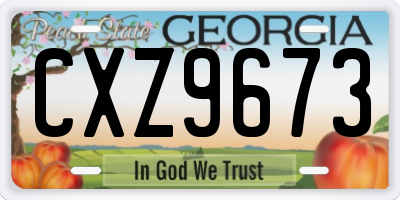 GA license plate CXZ9673